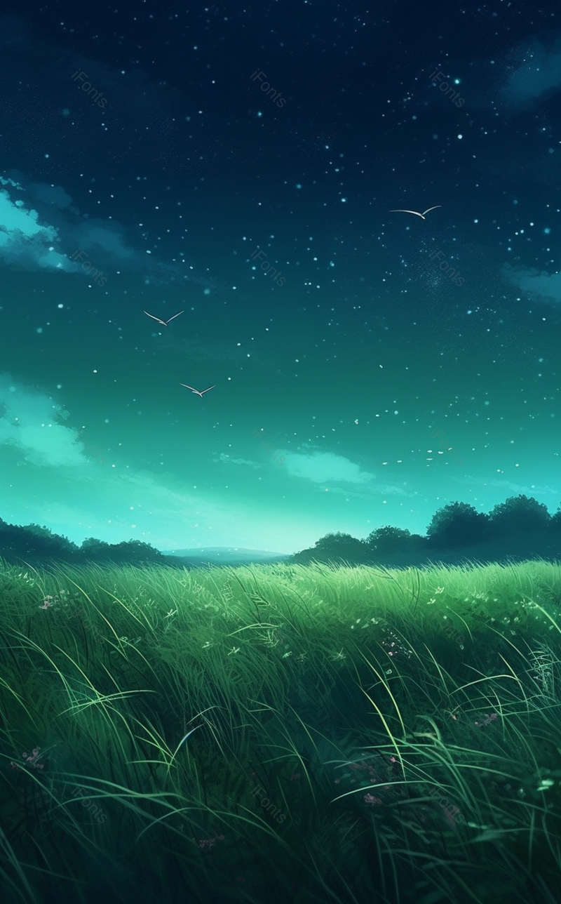 深邃天空下的清新原野背景,插画/手绘图,插画/手绘图库,插画/手绘图下载,插画/手绘